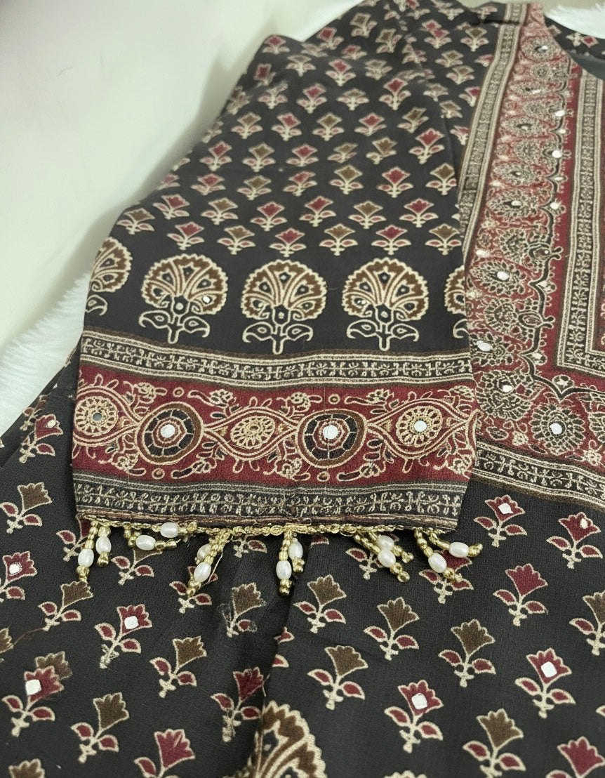 Ajrak print kurti set with duppata