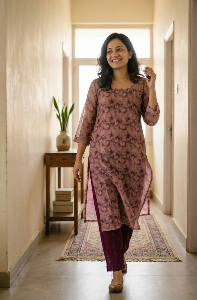 Digital tissue silk coord set/kurta pant