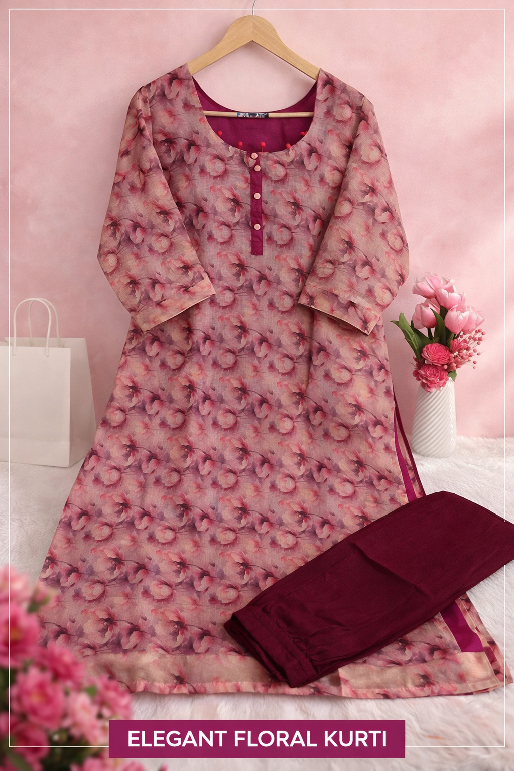 Digital tissue silk coord set/kurta pant