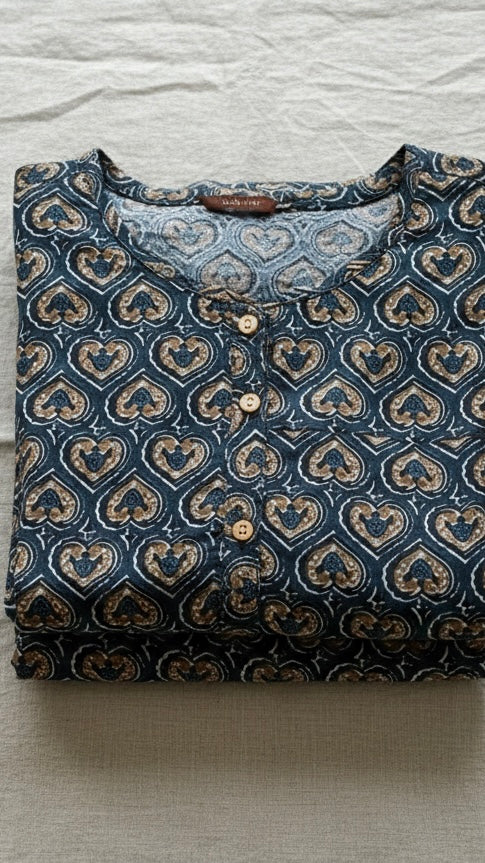 Women block print coord set with pocket