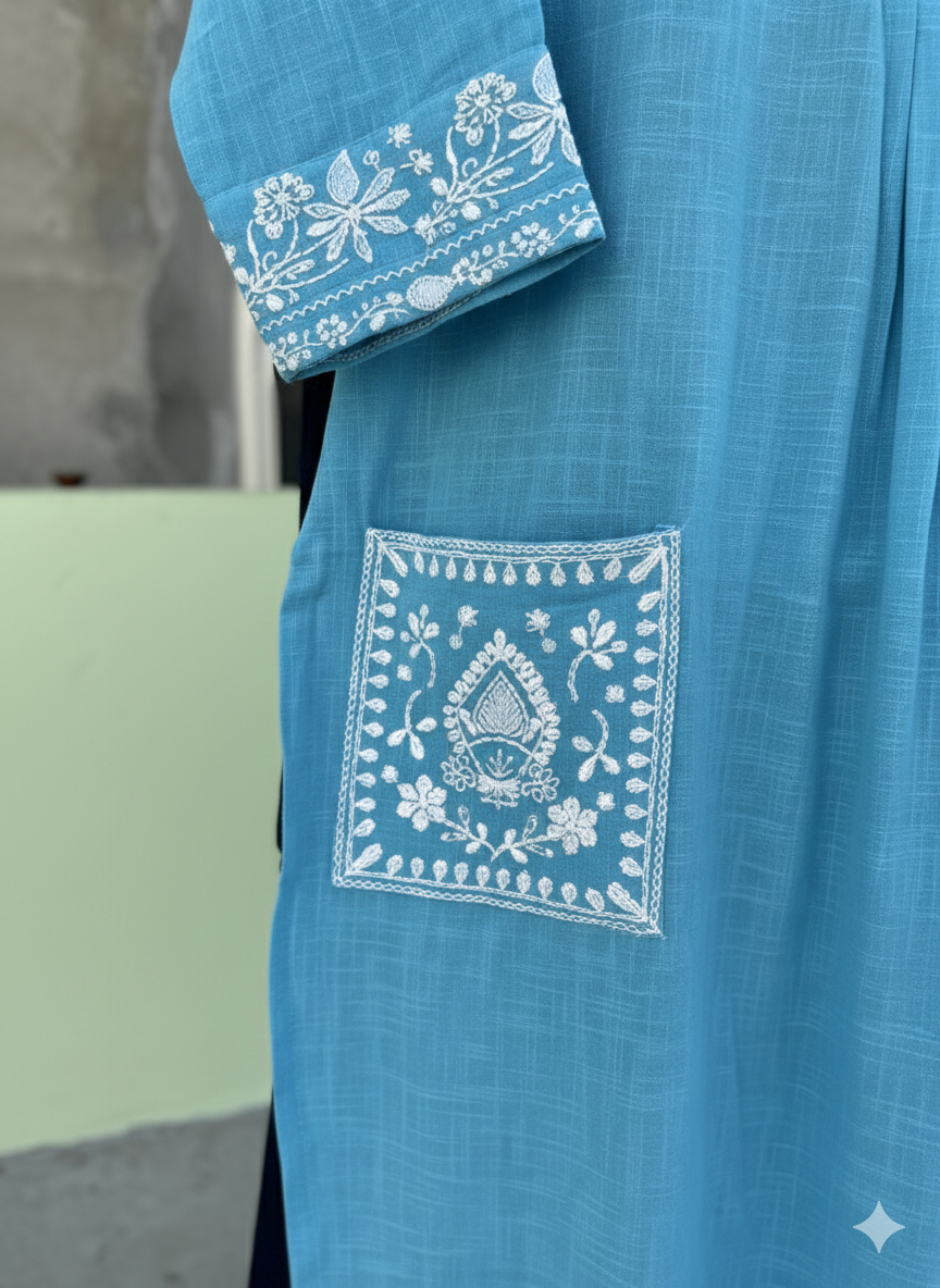 Cotton-embroidered coord set/kurta pant