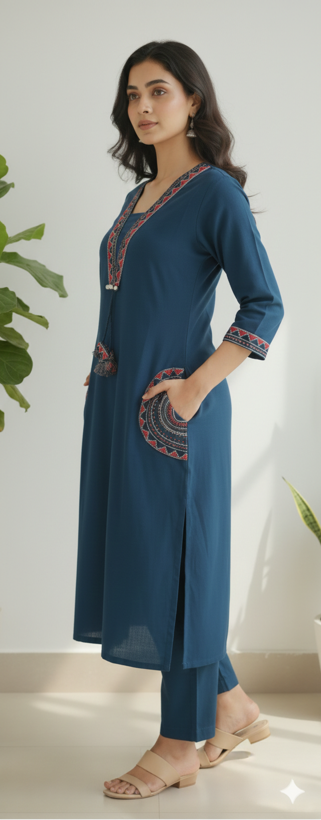 Embroidered coord set:kurta pant