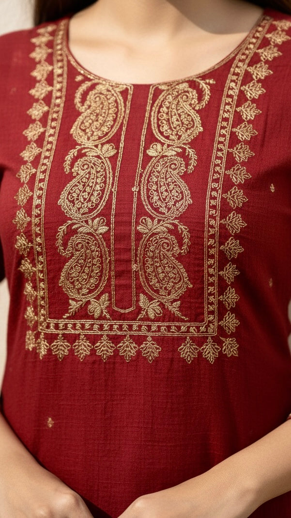 Embroidered kurti set with organza duppata