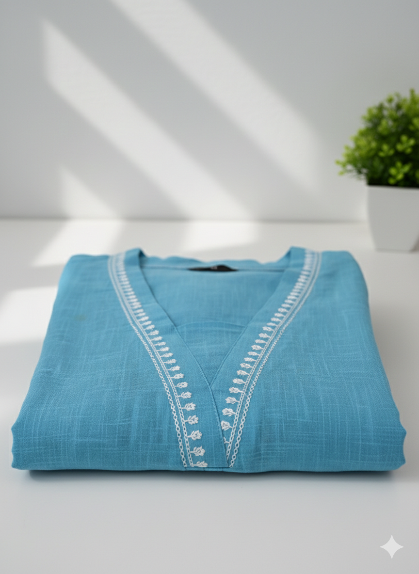 Cotton-embroidered coord set/kurta pant