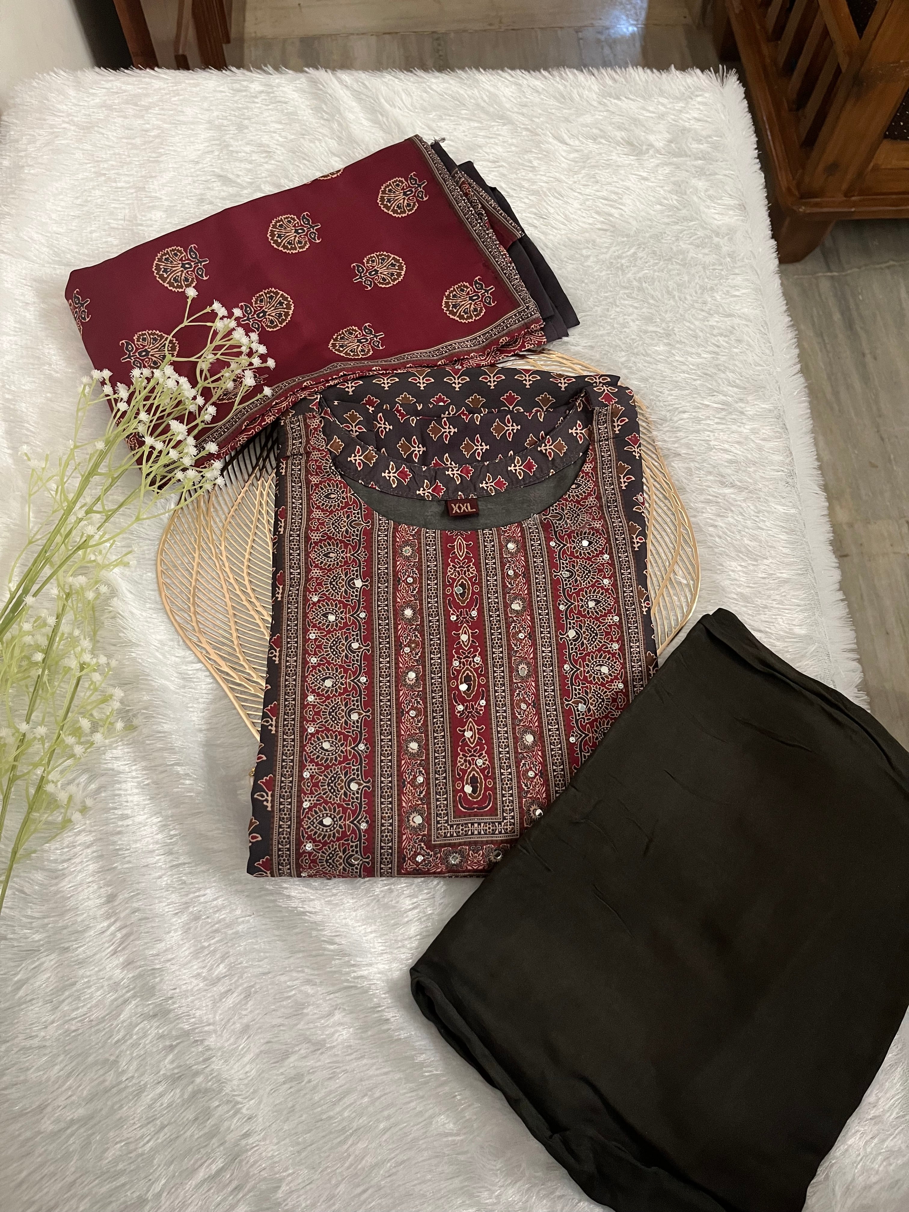 Ajrak print kurti set with duppata