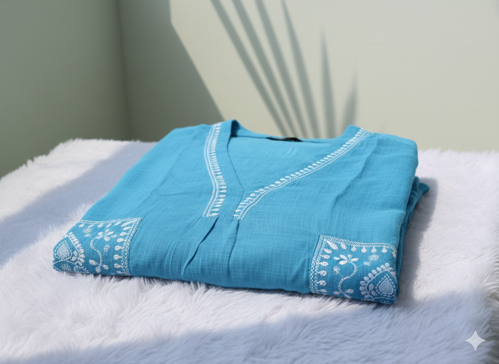 Cotton-embroidered coord set/kurta pant