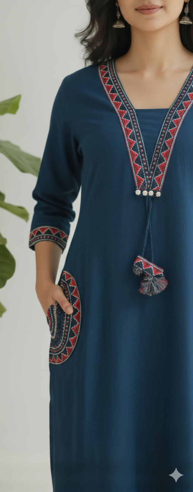 Embroidered coord set:kurta pant