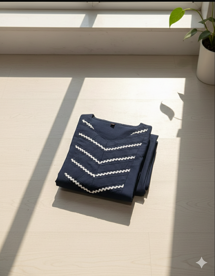 Royal blue embroidered coord set