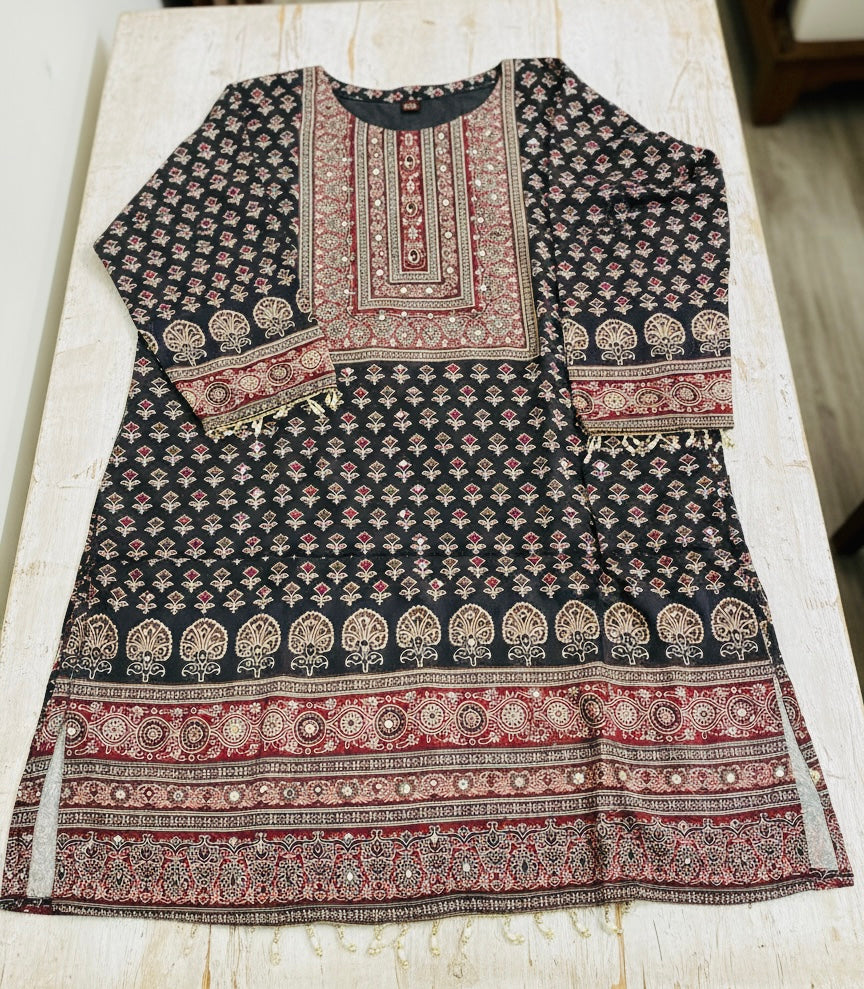Ajrak print kurti set with duppata
