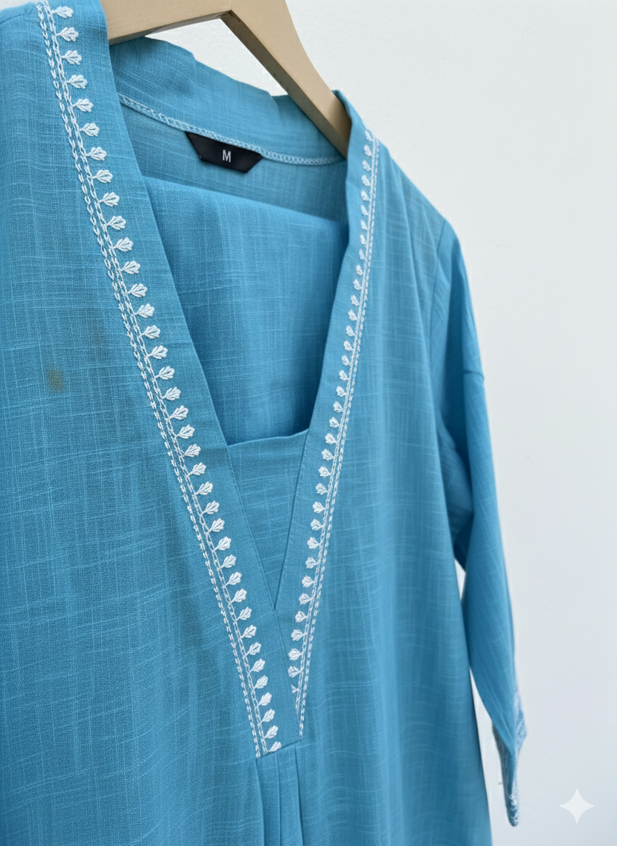 Cotton-embroidered coord set/kurta pant