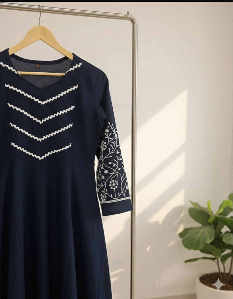 Royal blue embroidered coord set